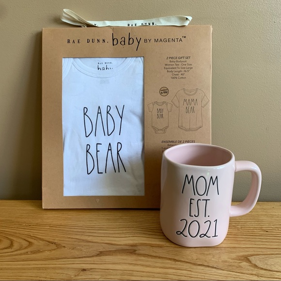 Rae Dunn -MOM EST 2021-Mama Bear/Baby Bear Giftset - Picture 1 of 14